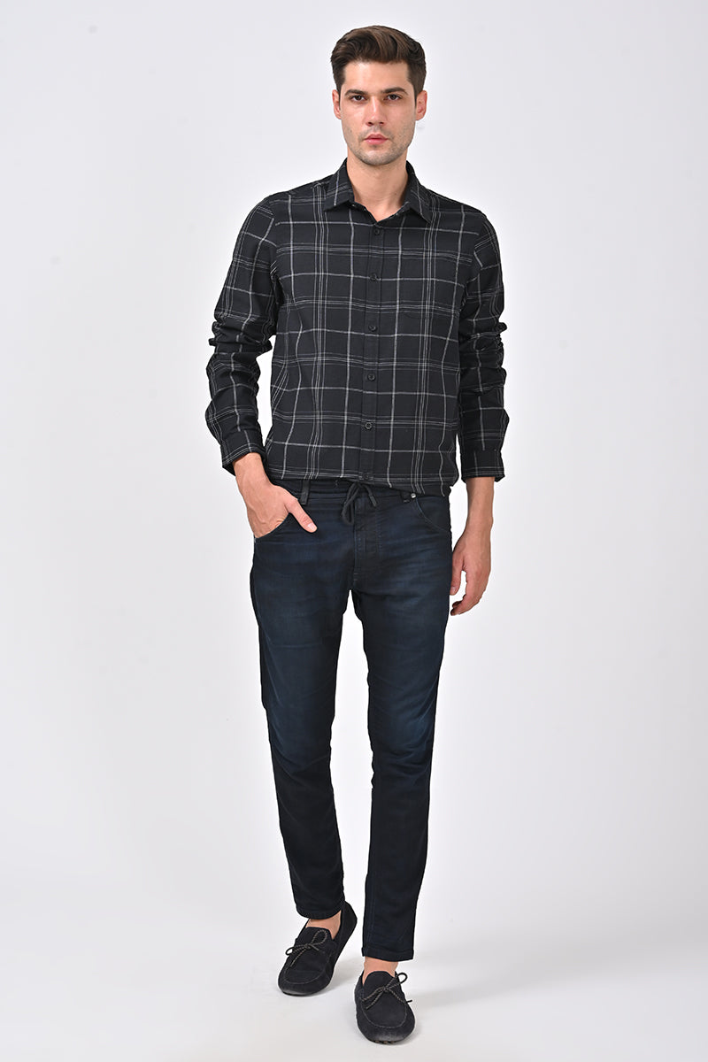 Alfonso - Blended Fabric Check Shirt - Black