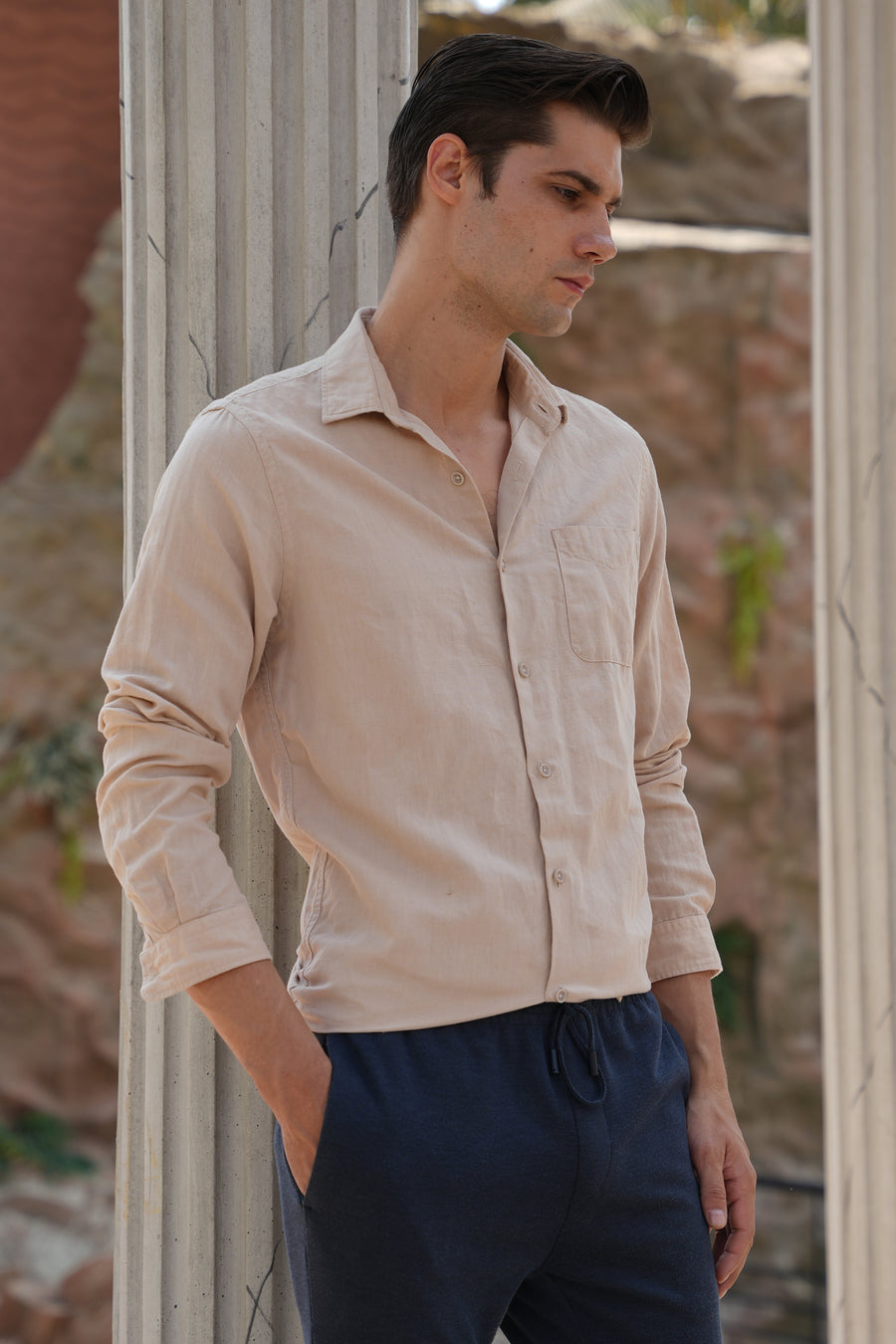 Fruel - Cotton Linen Shirt - Beige