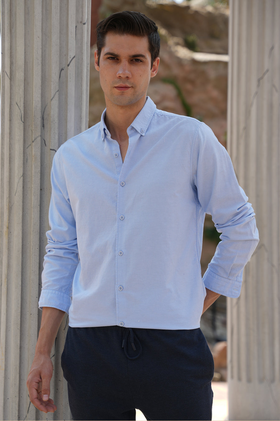 Vibe - Oxford Solid Shirt - Sky Blue
