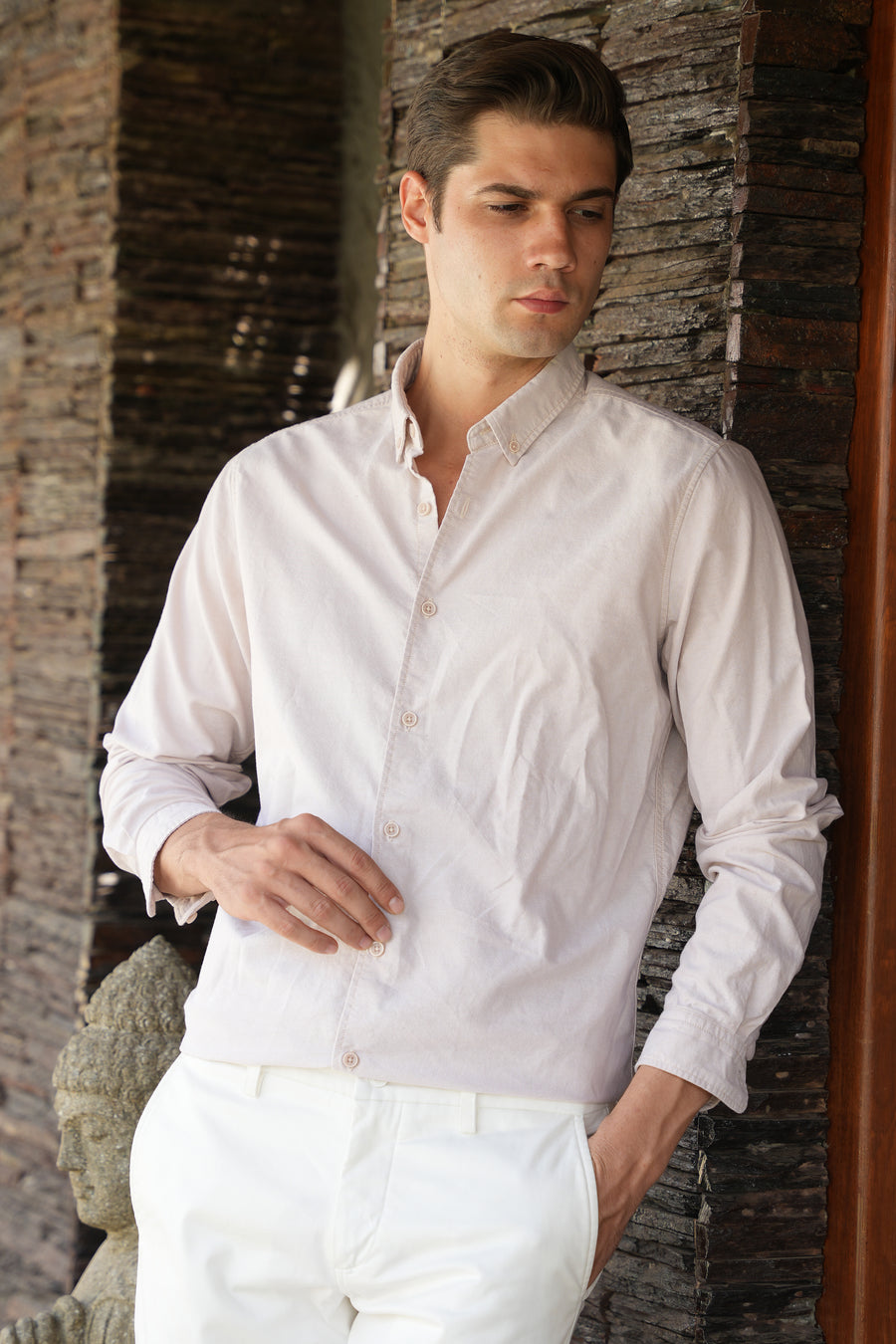 Vibe - Oxford Solid Shirt - Beige