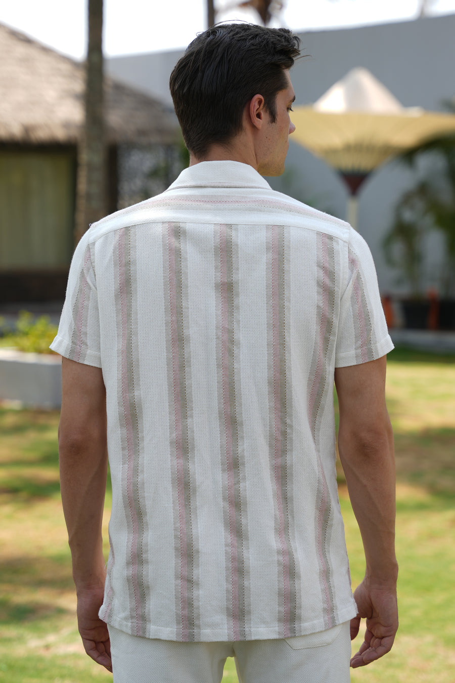Vintage - Textured Striped Shirt - Pink