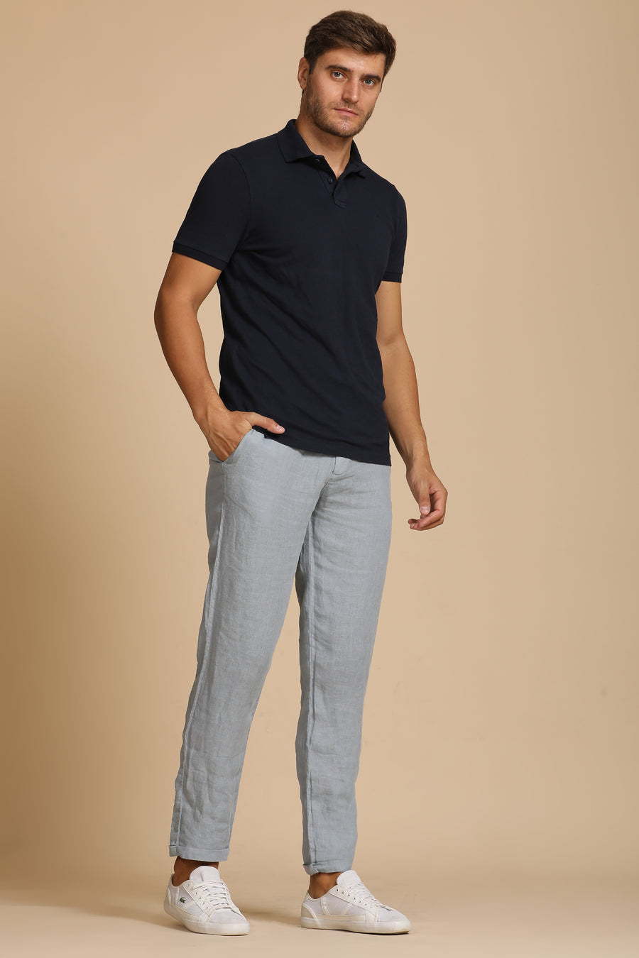 Lenovo - 100% Linen Trouser - Lt Blue