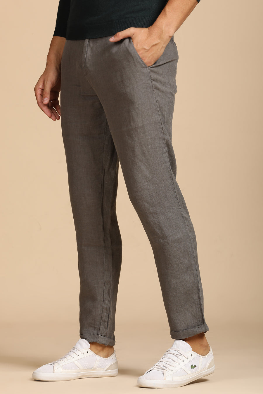 Lenovo - 100% Linen Trouser - Dk Grey