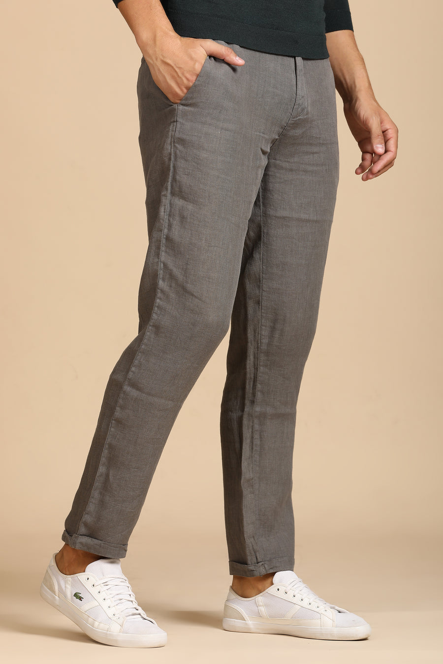 Lenovo - 100% Linen Trouser - Dk Grey