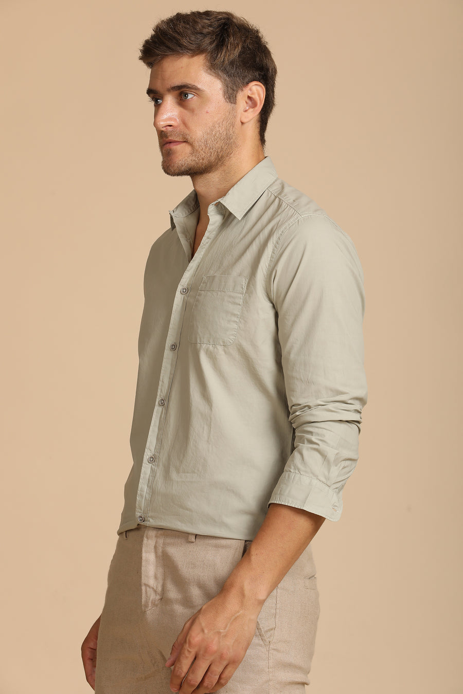 Galen - Fine Cotton Solid Shirt - Pista