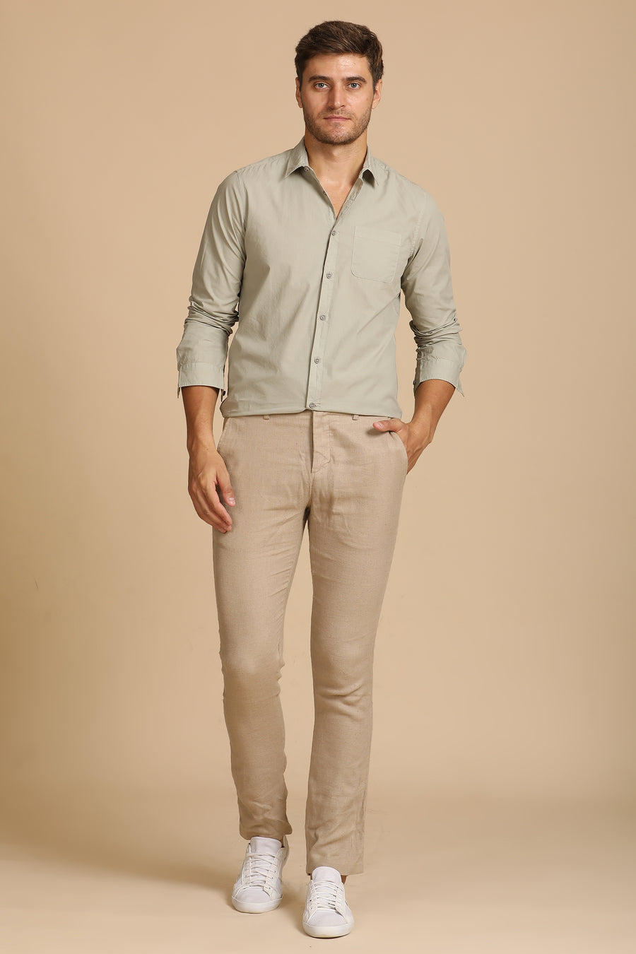 Galen - Fine Cotton Solid Shirt - Pista