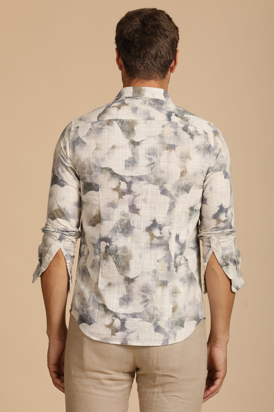 Nelson - Cotton Linen Printed Shirt - Lt Green