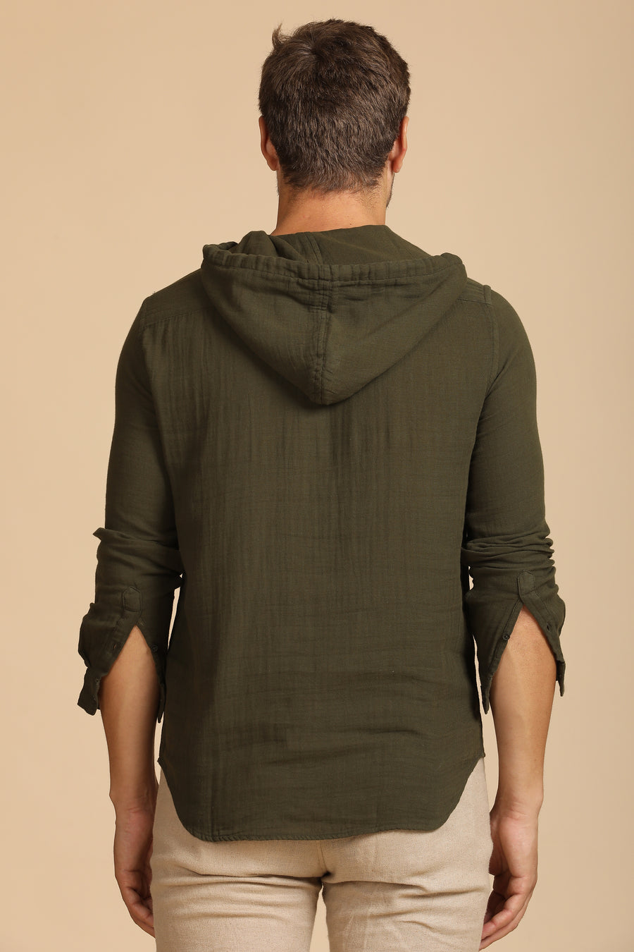 Zevin - Double Layered Hooded Shirt - Olive