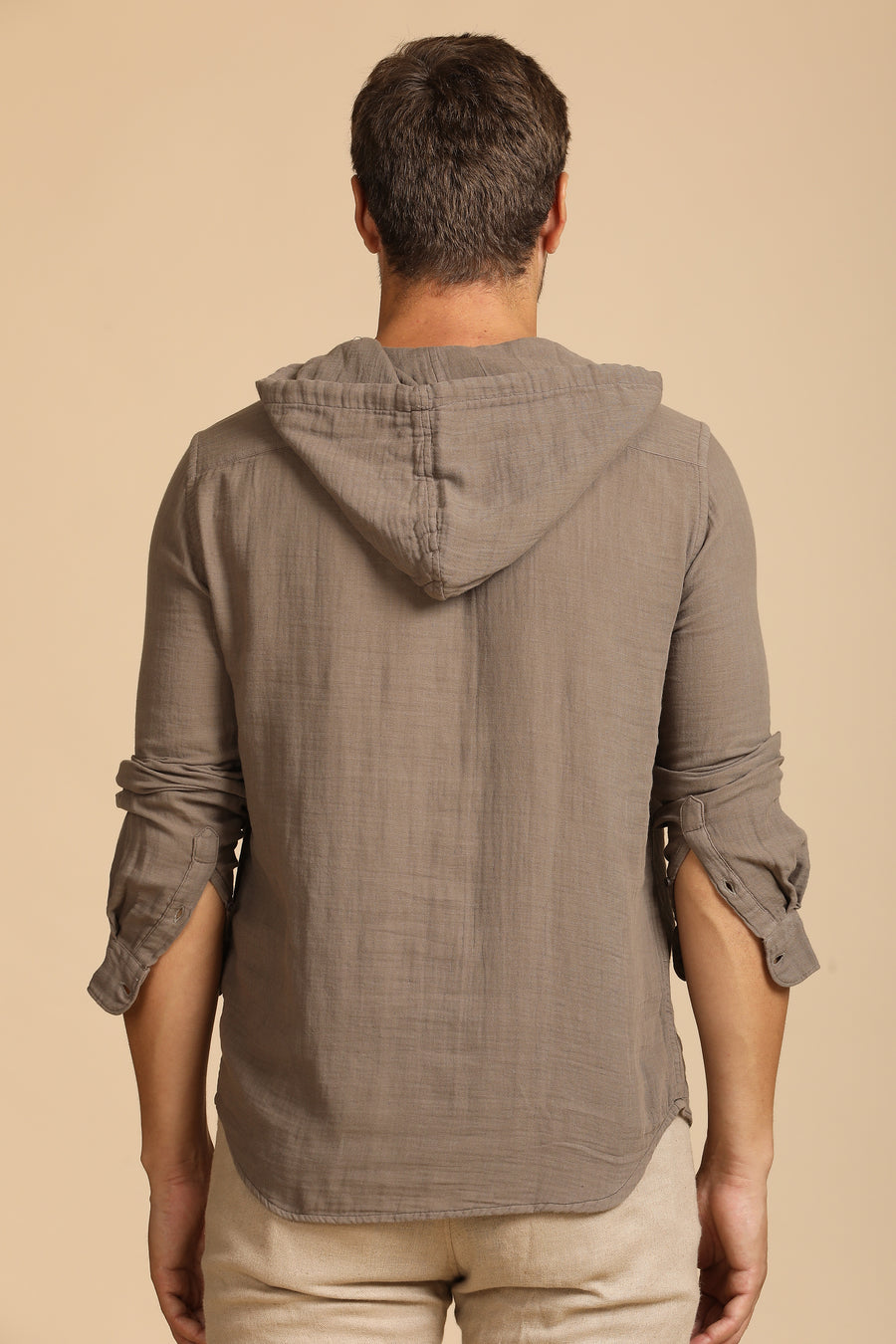 Zevin - Double Layered Hooded Shirt - Grey