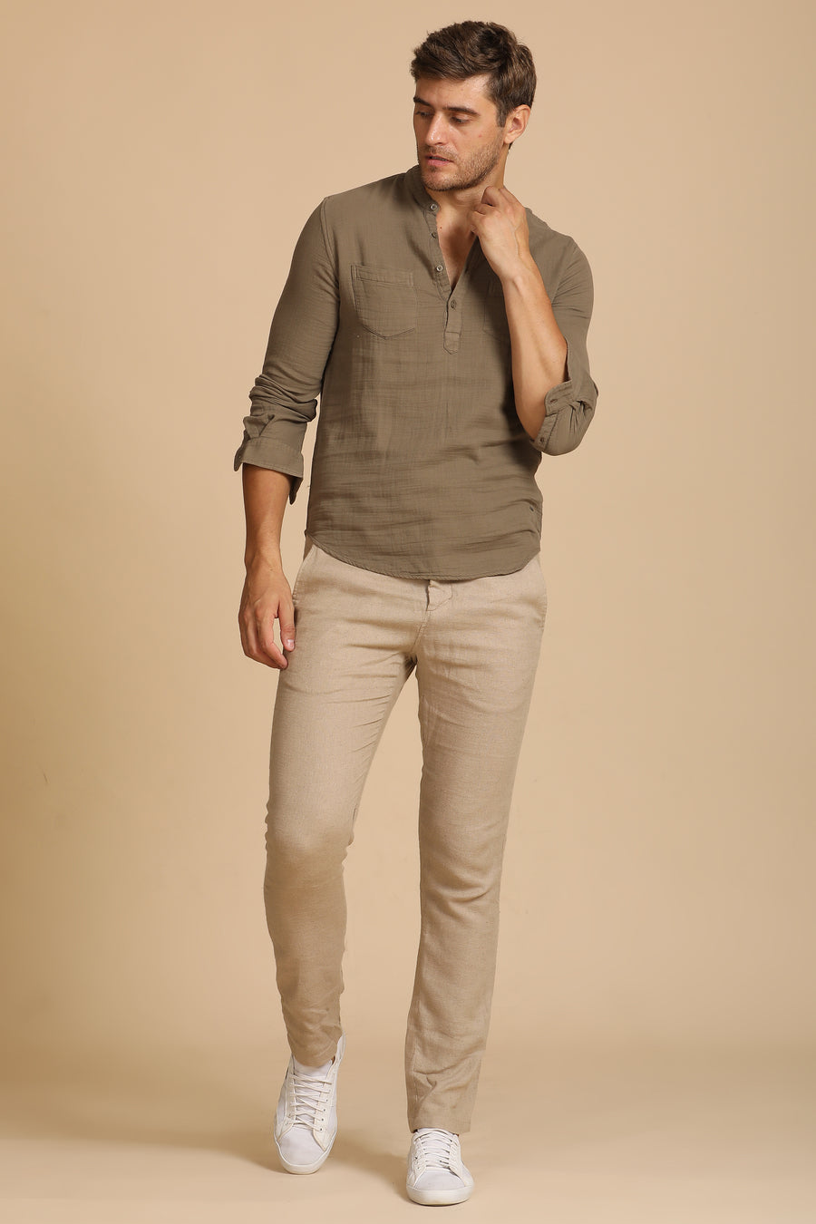 Valentina - Double Layered Pocketed Shirt - Brown