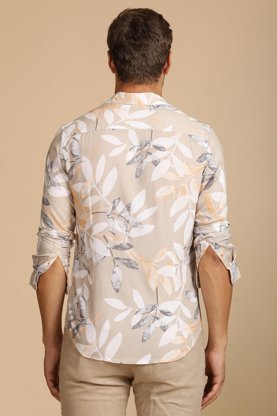 Tropical - Viscose Printed Shirt - Beige