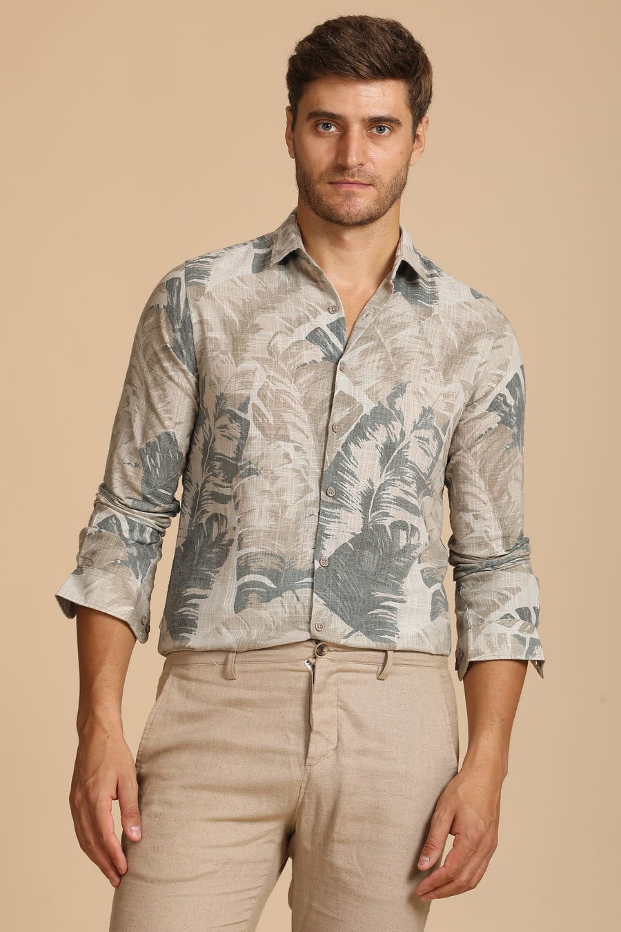 Edward - Leaf Printed Shirt - Green