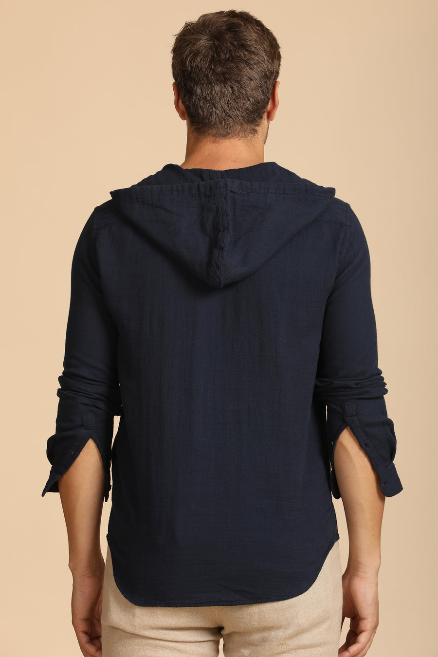 Zevin - Double Layered Hooded Shirt - Navy