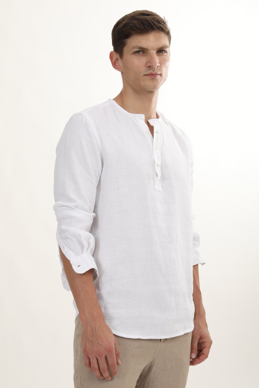 Vivien - Jute Textured Kurta Shirt - White – POE.NET