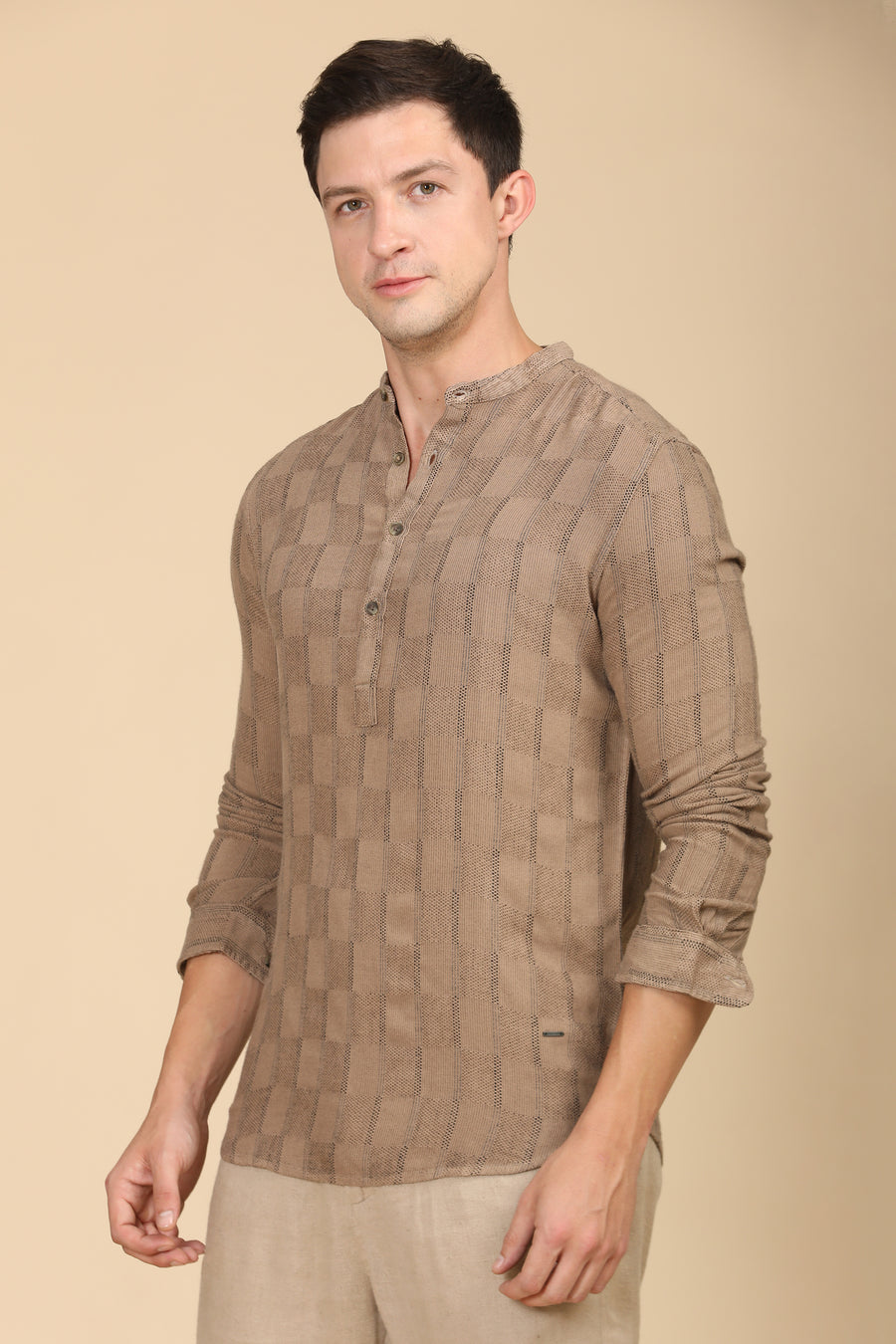 Dot - Overdyed Striped Shirt - Taupe