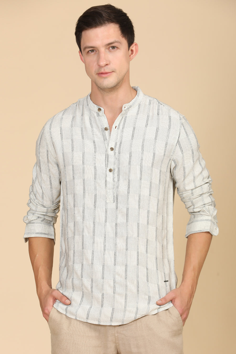 Dot - Overdyed Striped Shirt - Off White