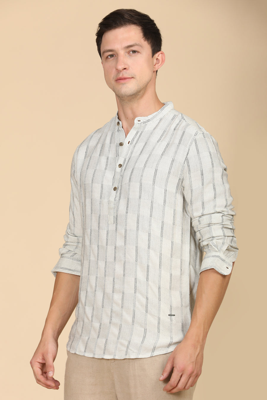 Dot - Overdyed Striped Shirt - Off White