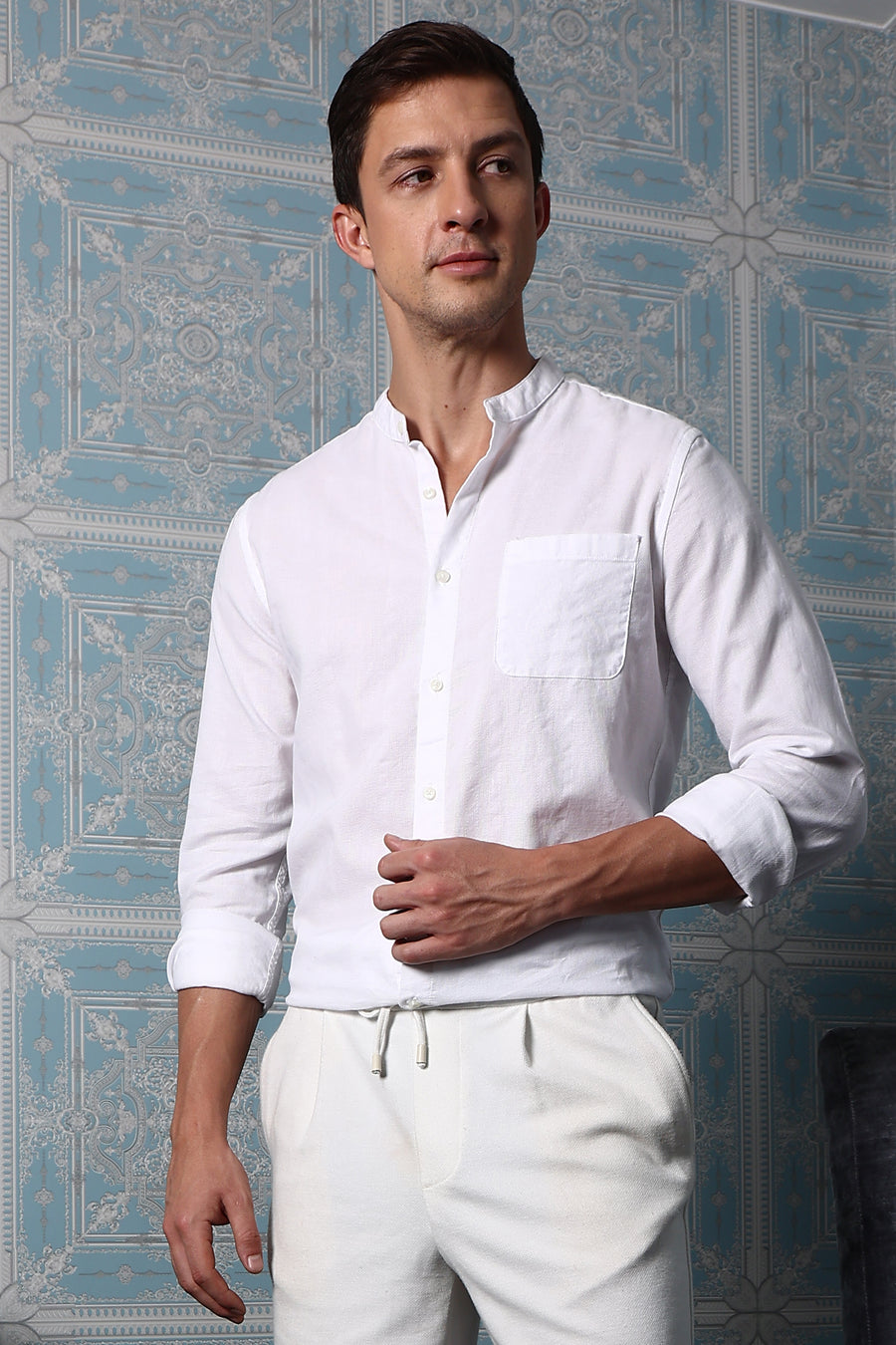 Composs - Textured Striped Shirt - White