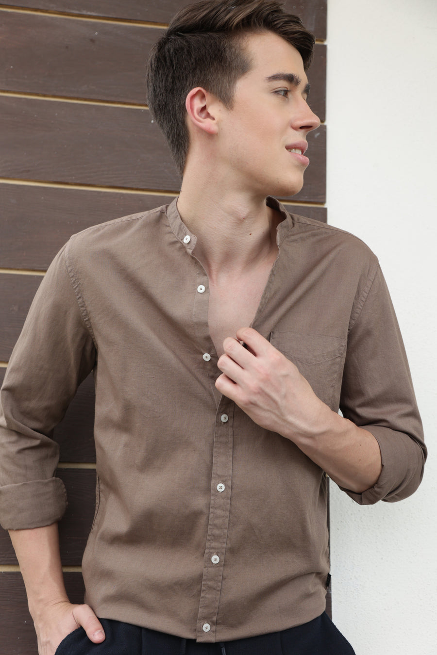 Norris - Linen Cotton Shirt - Khaki
