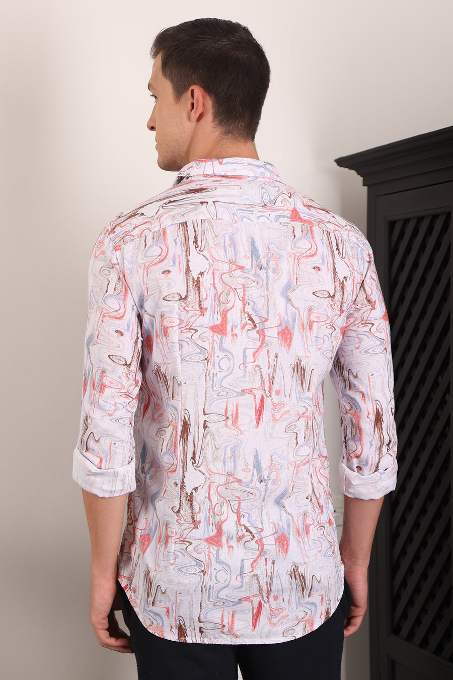 Basso - 100% Linen Digital Print Shirt - Orange