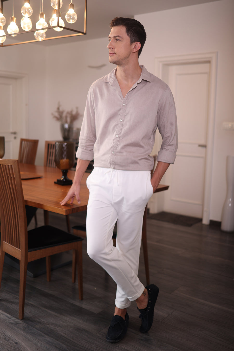 Visker - Modal Linen Shirt - Beige