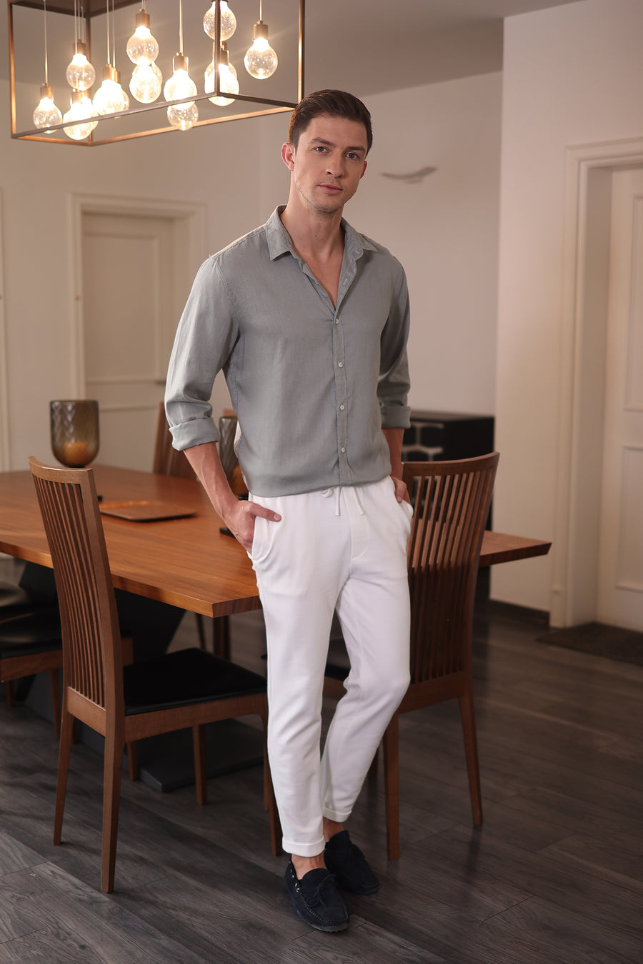Visker - Modal Linen Shirt - Pista