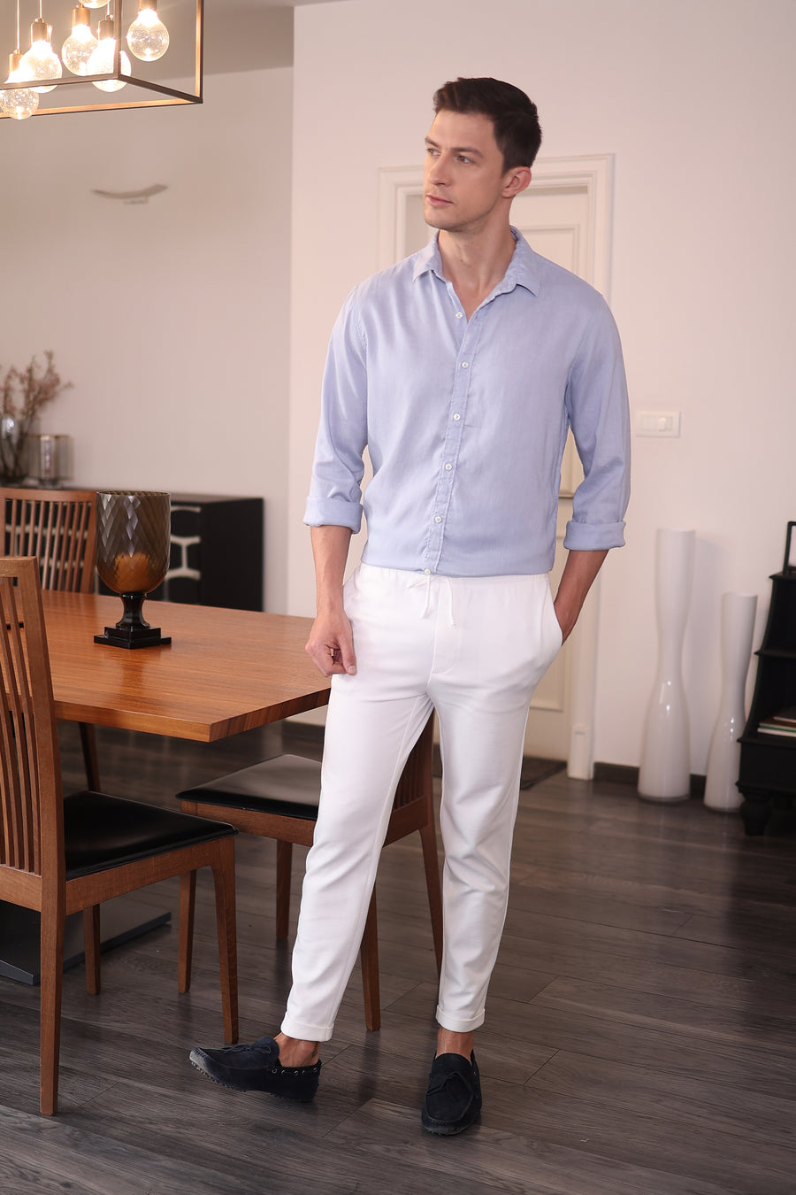 Visker - Modal Linen Shirt - Blue