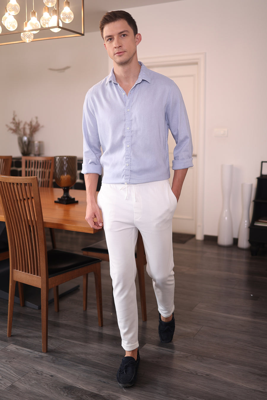 Visker - Modal Linen Shirt - Blue