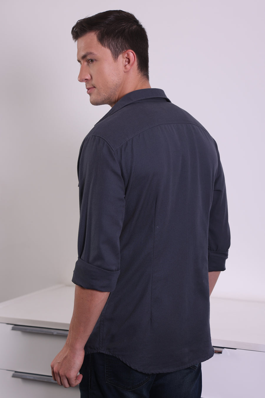 Trewen - Double Pocket Shirt With Snap Button - Grey