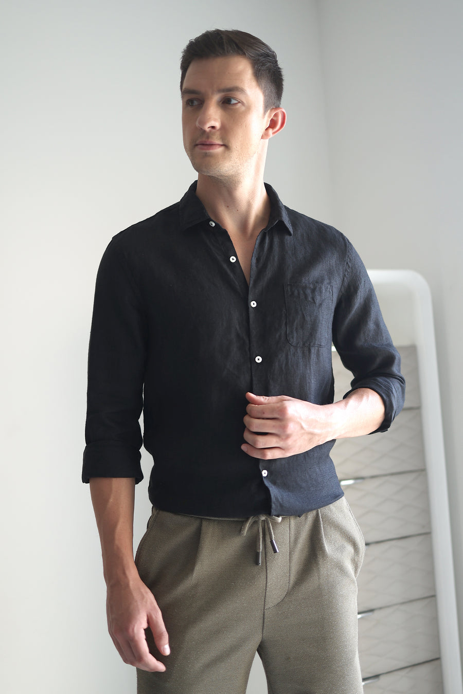 Griffin - 100% Irish Linen Shirt - Black