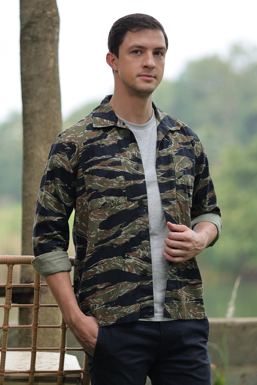 Manchester - Camouflage Print Overshirt - Brown
