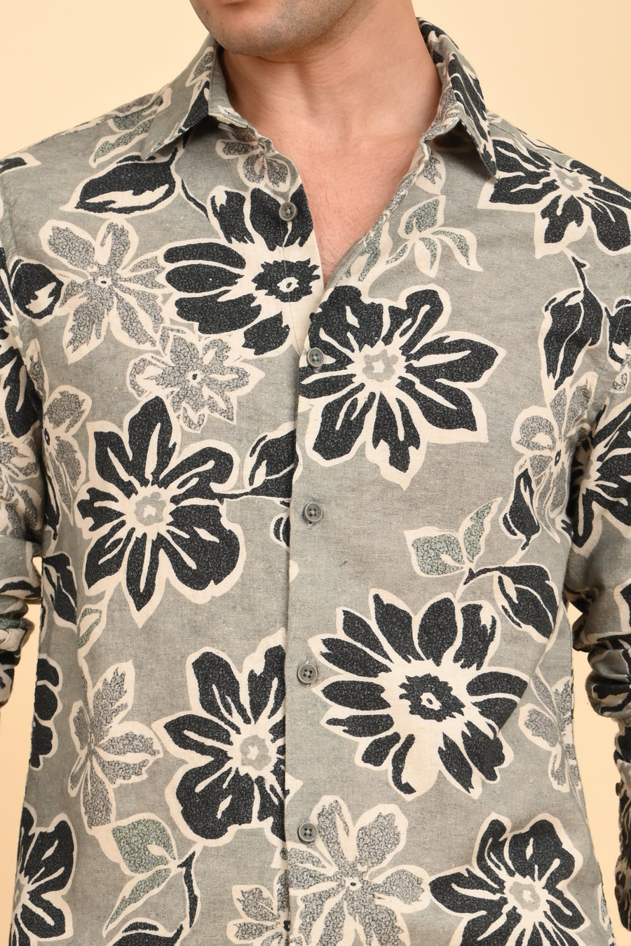 Milton - Cotton Linen Printed Shirt - Green