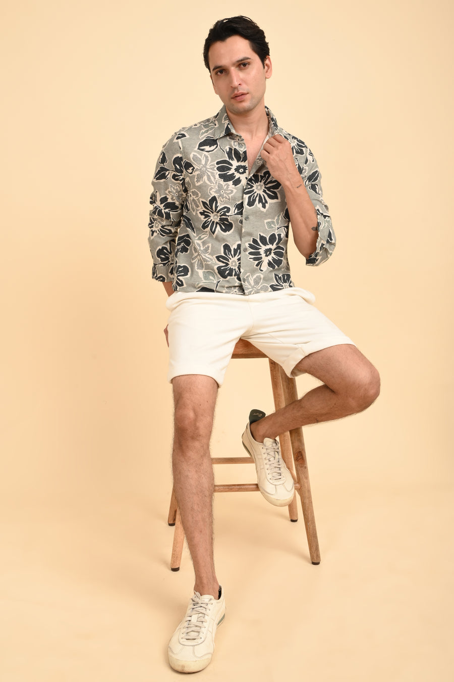 Milton - Cotton Linen Printed Shirt - Green