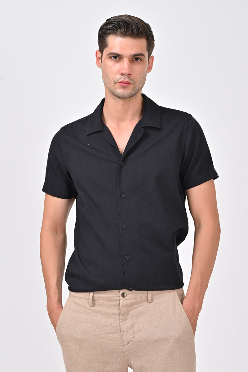 Placed - Subtle Dobby Shirt - Black