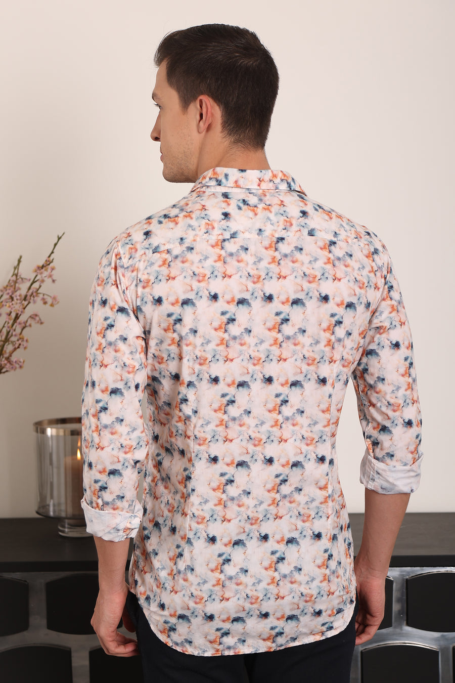 Tropic - Digital Floral Print Shirt - Peach