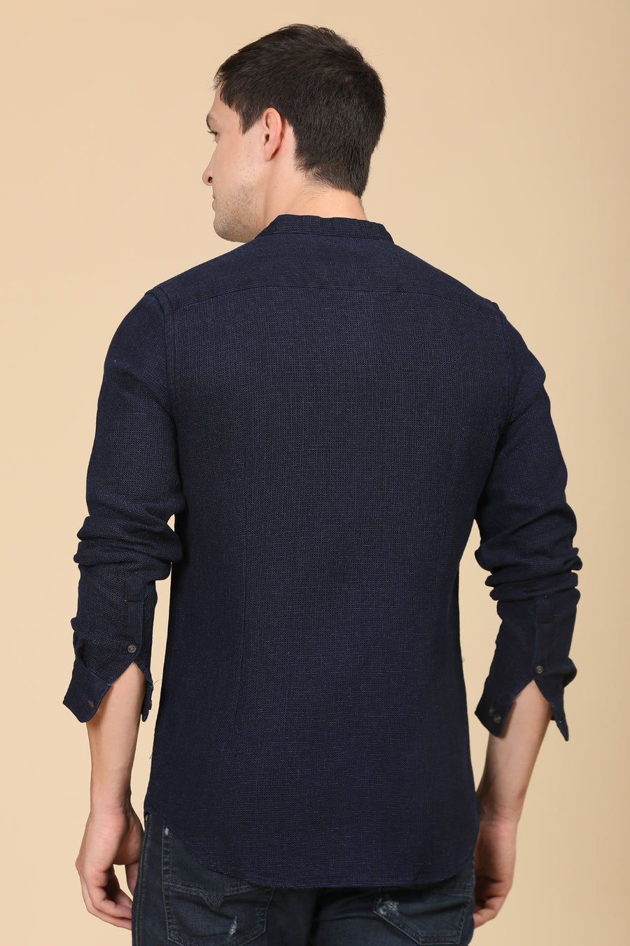 Alivia - Indigo Waffle Dobby Shirt - Navy