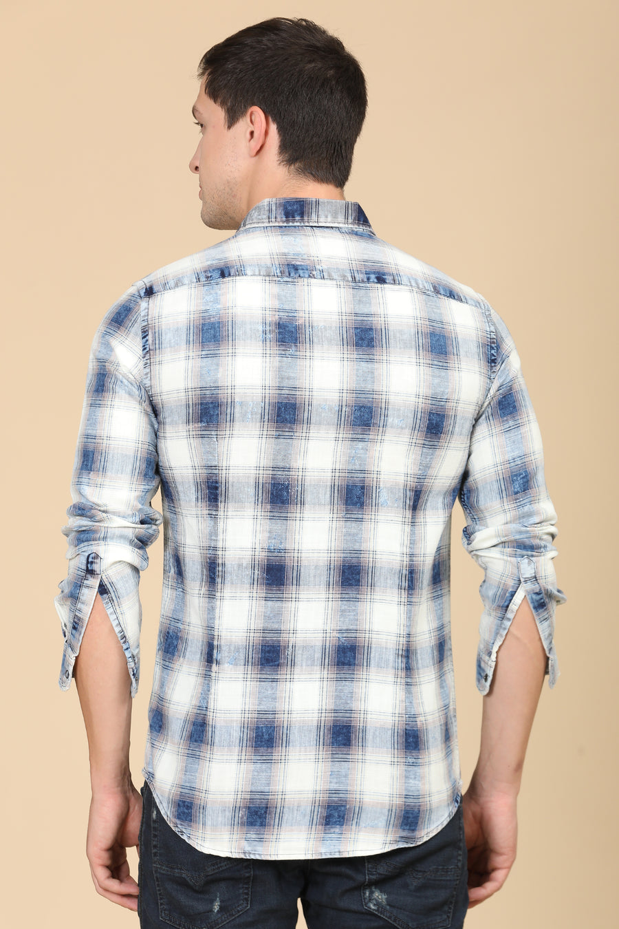 Francis - Washed Down Indigo Check Shirt - Grey