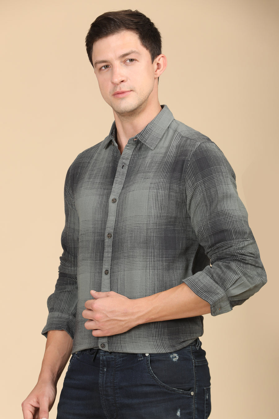 Jordan - Cotton Check Shirt - Green