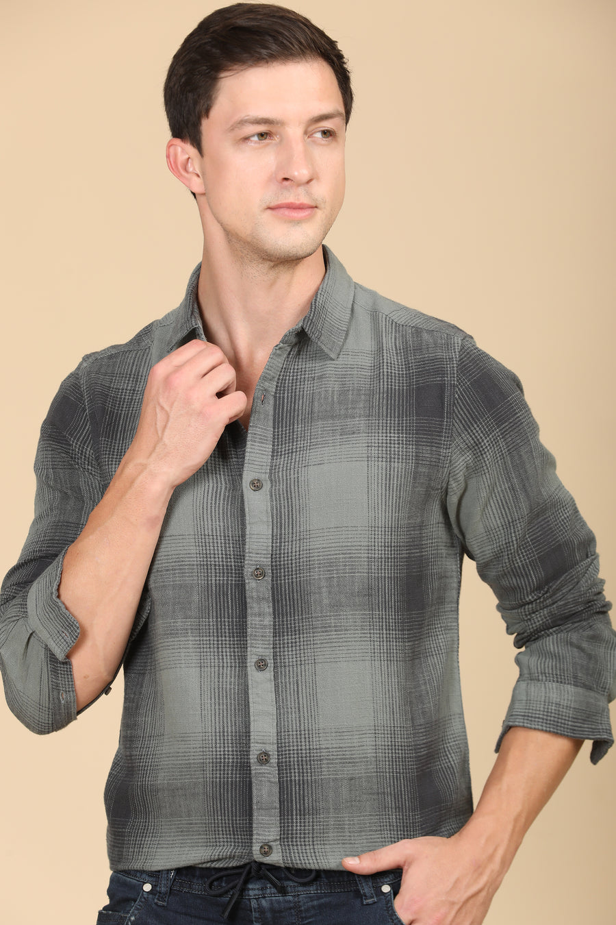 Jordan - Cotton Check Shirt - Green