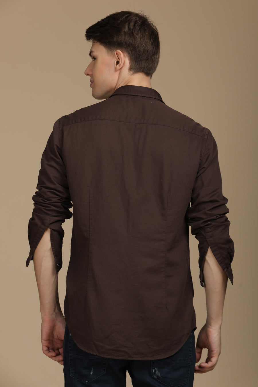 Marcus - Soft Texture Cotton Shirt - Brown