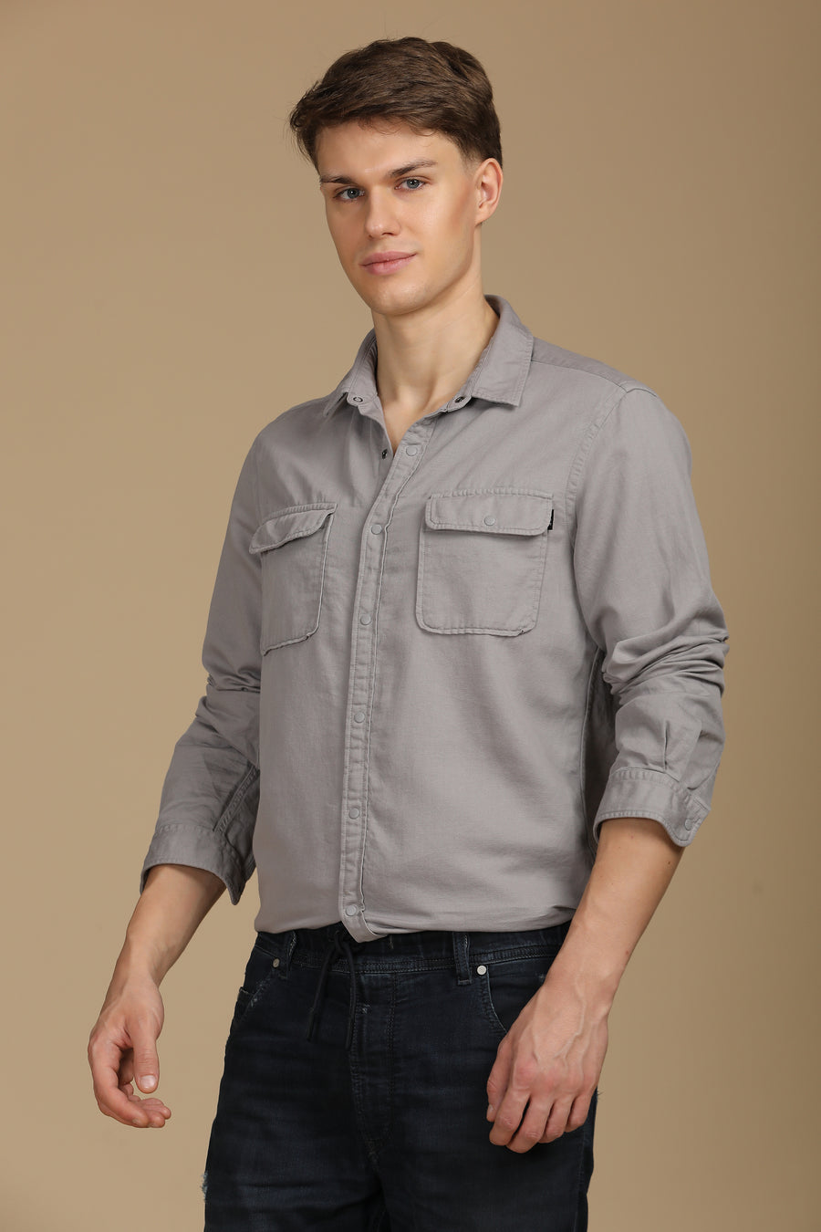 Marcus - Soft Texture Cotton Shirt - Grey