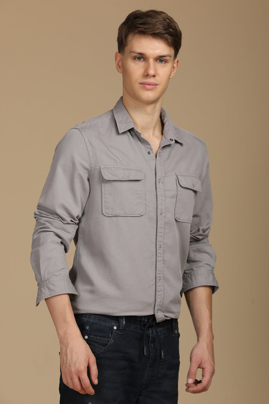 Marcus - Soft Texture Cotton Shirt - Grey