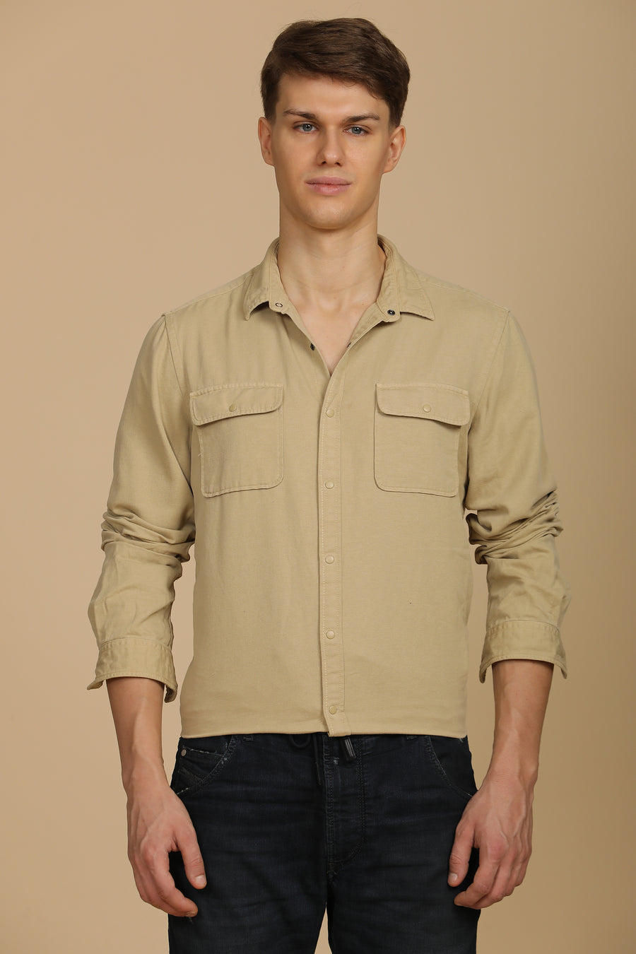 Marcus - Soft Texture Cotton Shirt - Beige