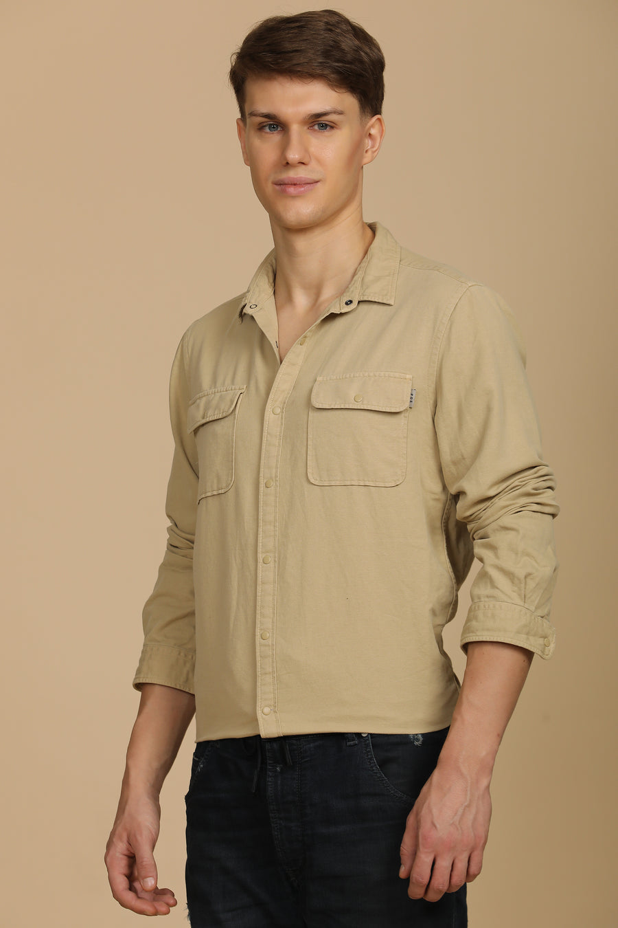 Marcus - Soft Texture Cotton Shirt - Beige