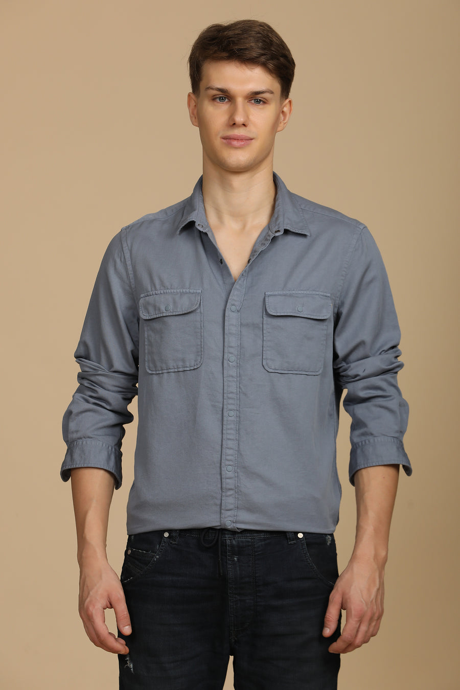 Marcus - Soft Texture Cotton Shirt - Petrol