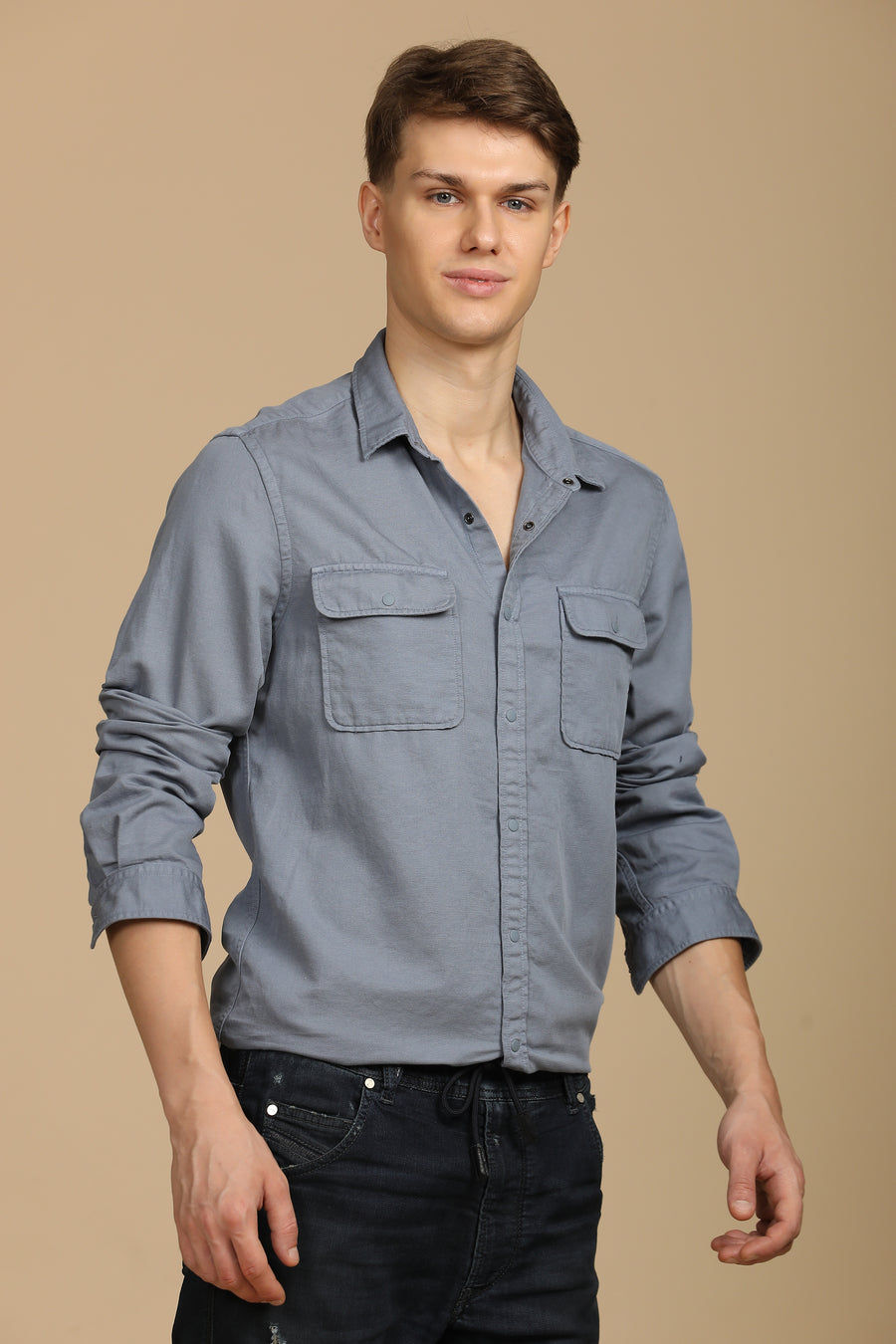 Marcus - Soft Texture Cotton Shirt - Petrol