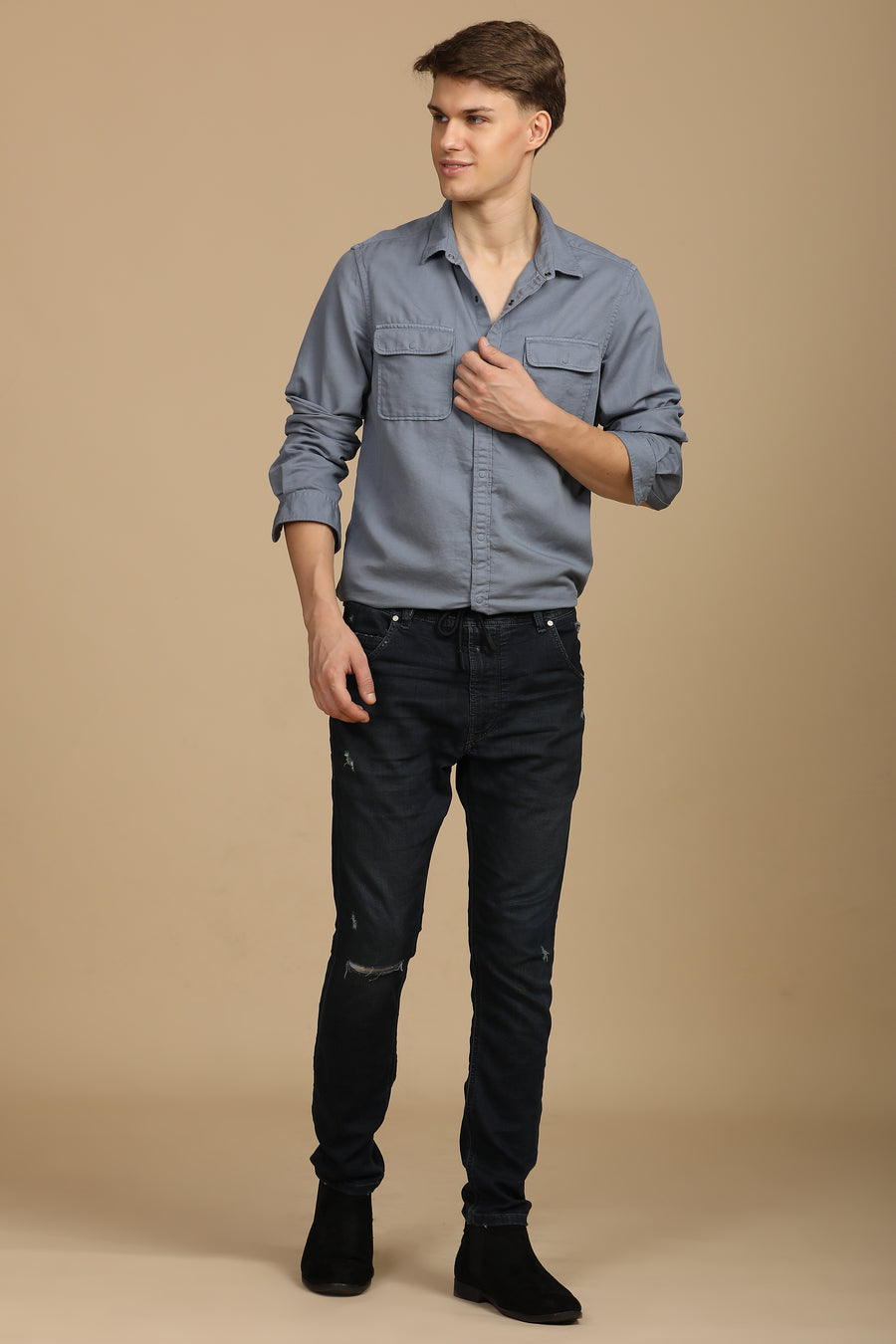 Marcus - Soft Texture Cotton Shirt - Petrol