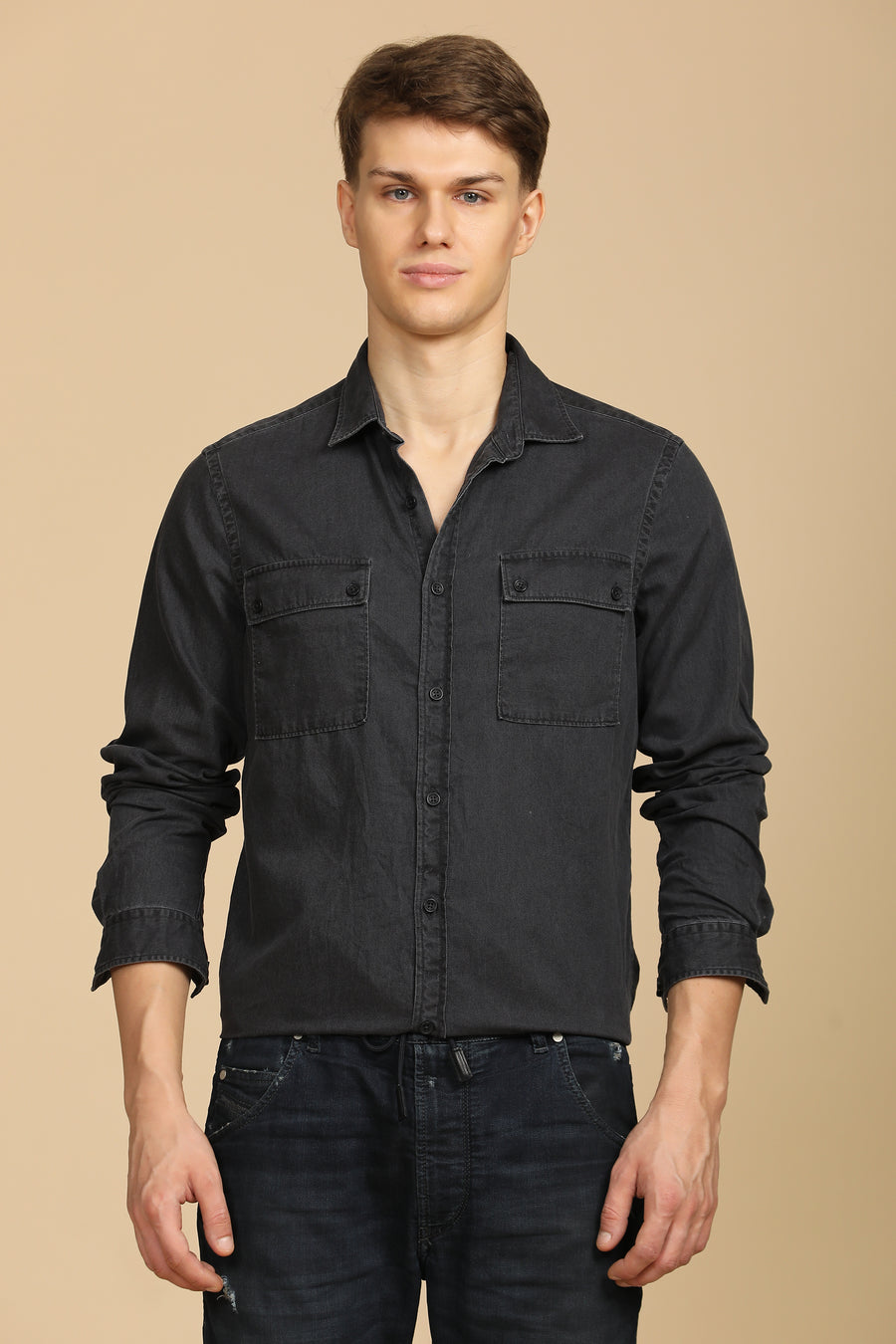 Layla - Cotton Twill Shirt - Black