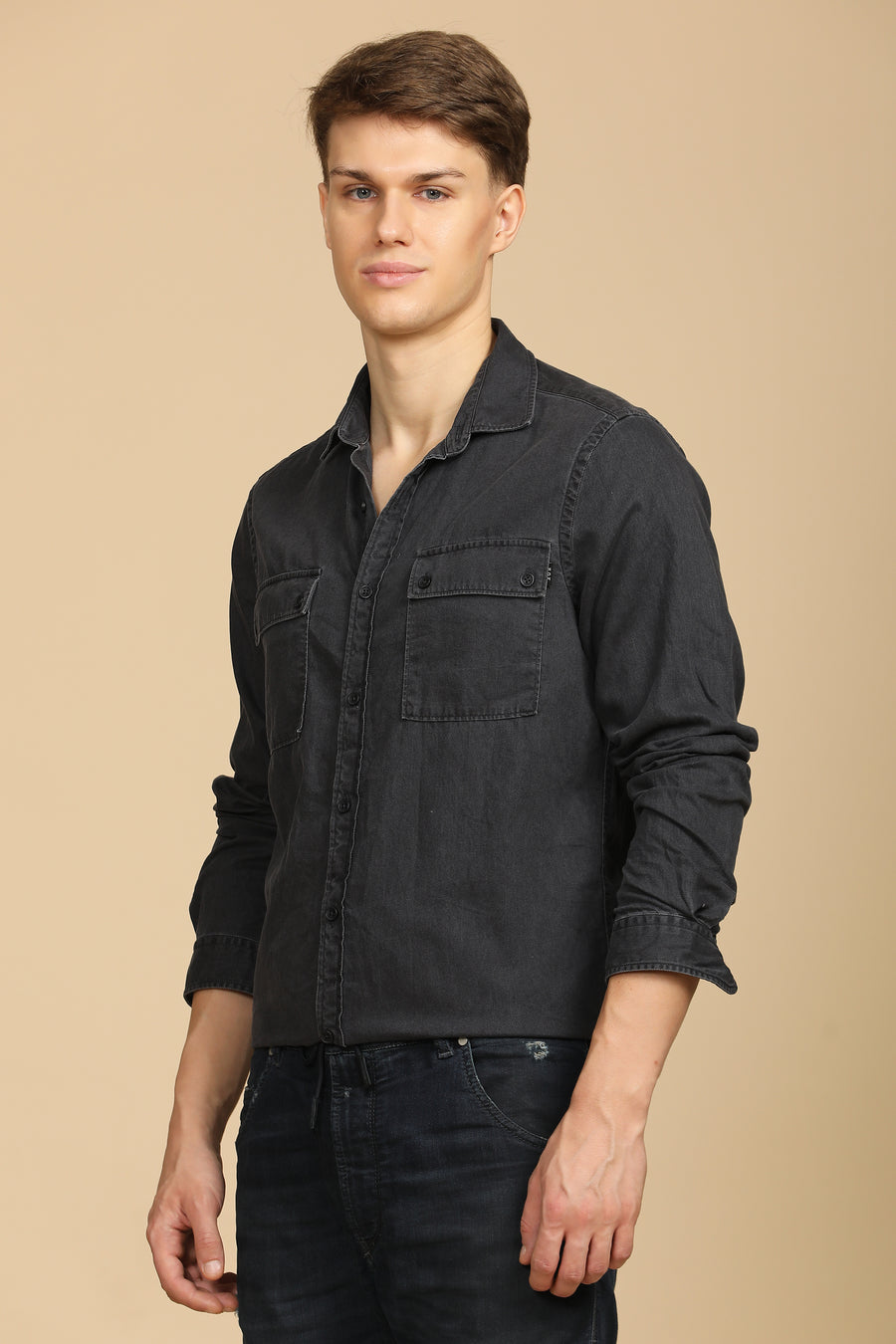 Layla - Cotton Twill Shirt - Black