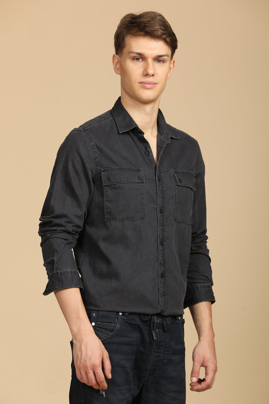 Layla - Cotton Twill Shirt - Black